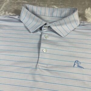 Rhoback Men 3XL Polo Shirt White Blue Pink Striped Performance Golf Short Sleeve